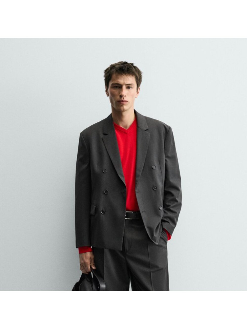 Zara Mens Blazer Suit EU 46 US 36 Gray Regular Fit Double Breasted 6789/819 NWT